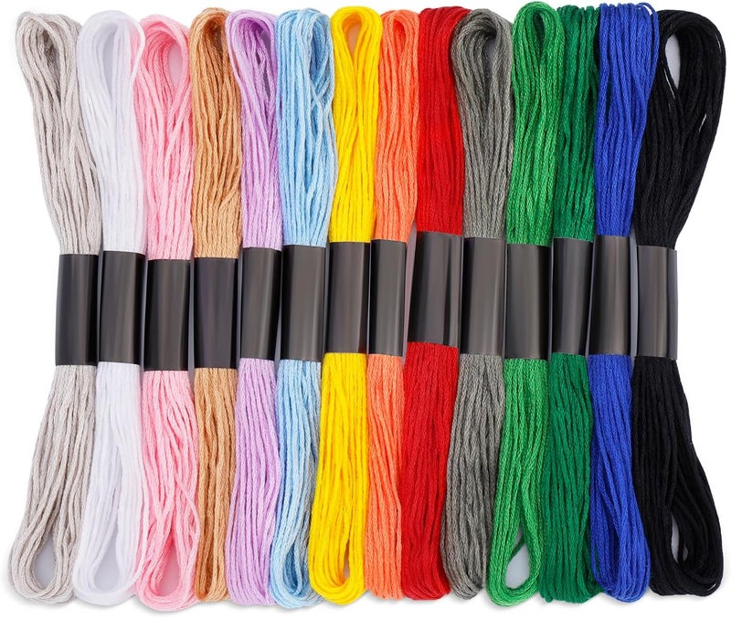 JUPEAN Embroidery Floss: Embroidery Thread 120 Yards Friendship Bracelet String 14 Colors Cross Stitch Cotton Yarn for DIY Bracelet Making - Image 1